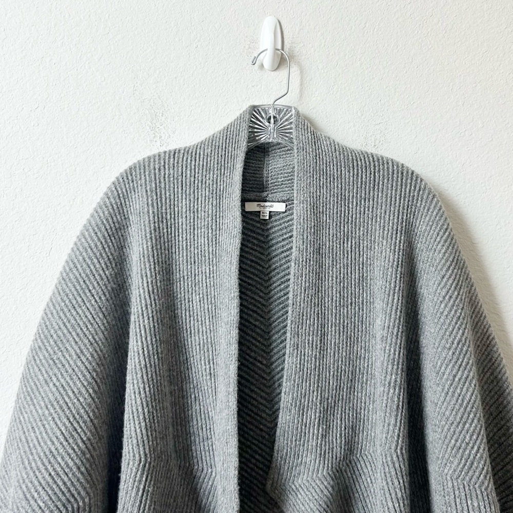 Madewell Heather Gray Women's 100% Merino Wool Sculptor Open Cardigan Sz M/L - Picture 6 of 15